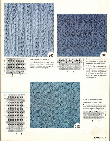Ажурные узоры спицами мелкораппортные
