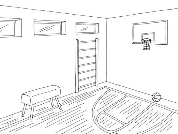 Раскраска спортивный зал