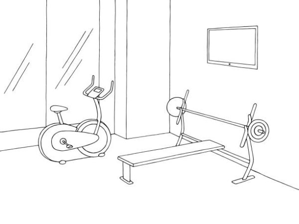 Раскраска тренажерный зал