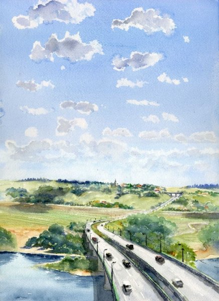 Пейзажи Оки акварелью