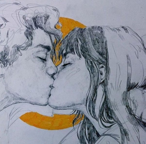 Поцелуй рисунок
