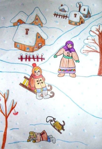 Детские рисунки на тему зима