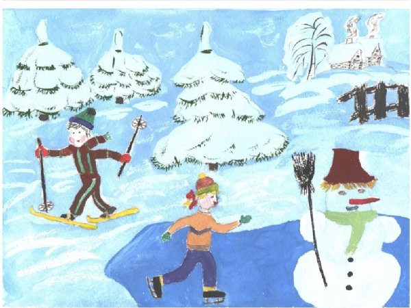 Рисунок на тему зимние забавы