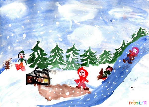 Рисунки о зиме для школьников