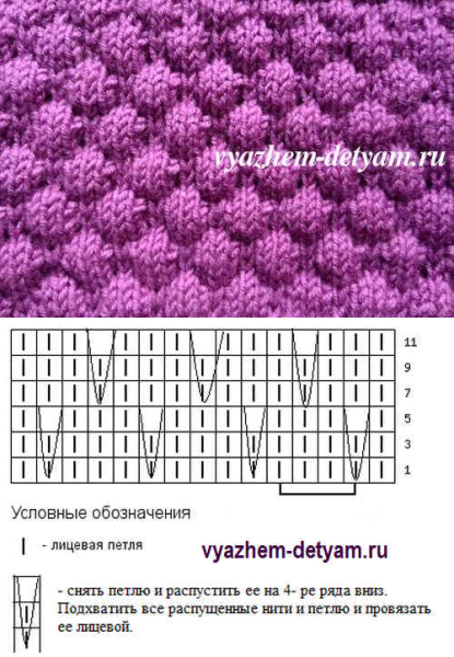 Вязание спицами шишечки узоры и схемы