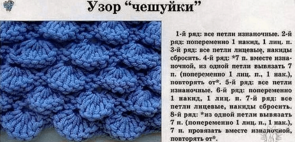 Узор крокодиловая кожа спицами схема