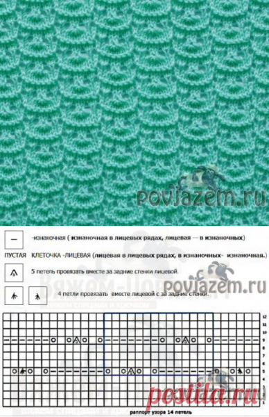 Вязание узор чешуйки спицами