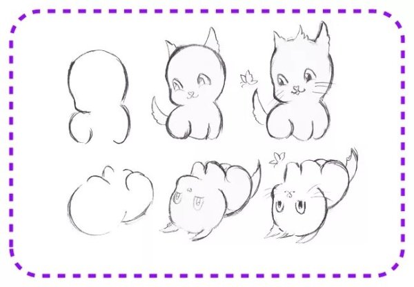 Рисунок котёнка карандашом для детей