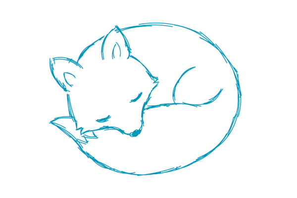 Лиса клубочком контур