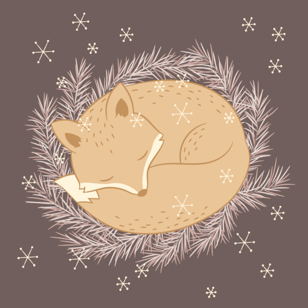 Лисенок спит рисунок