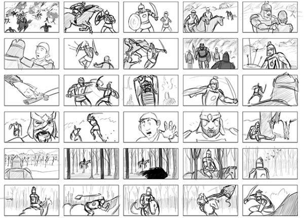 Создание раскадровки для анимационного фильма.