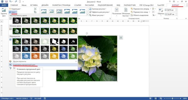 Прозрачный рисунок в Word