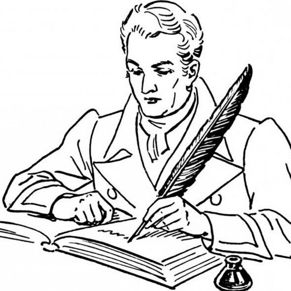 Писатель на прозрачном фоне