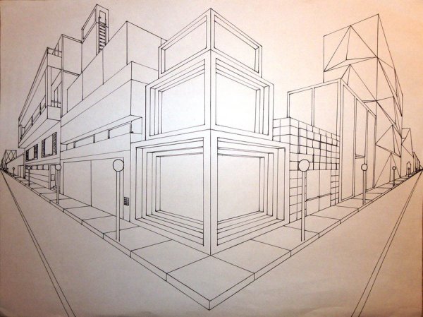 Город двухточечная линейная перспектива)