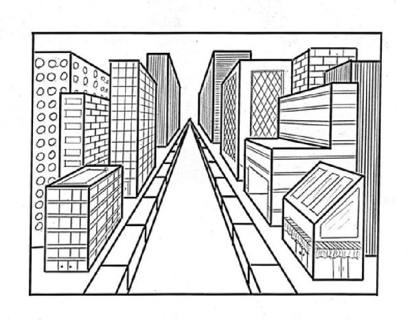 Эскиз предметов в линейной перспективе