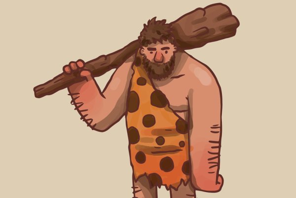 Неандерталец с дубиной