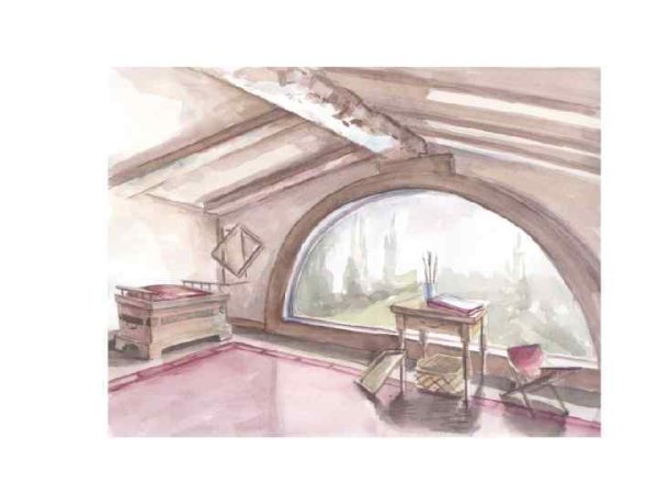 Дом с чердаком живопись