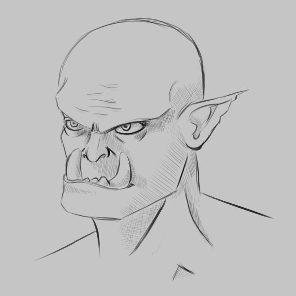 Лицо орка карандашом