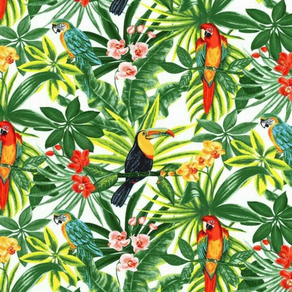 Ткань Jungle с Какаду
