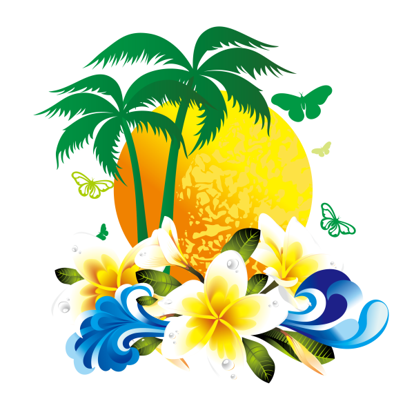 Векторные тропические цветы