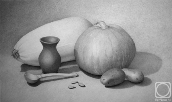 Натюрморт с овощами карандашом
