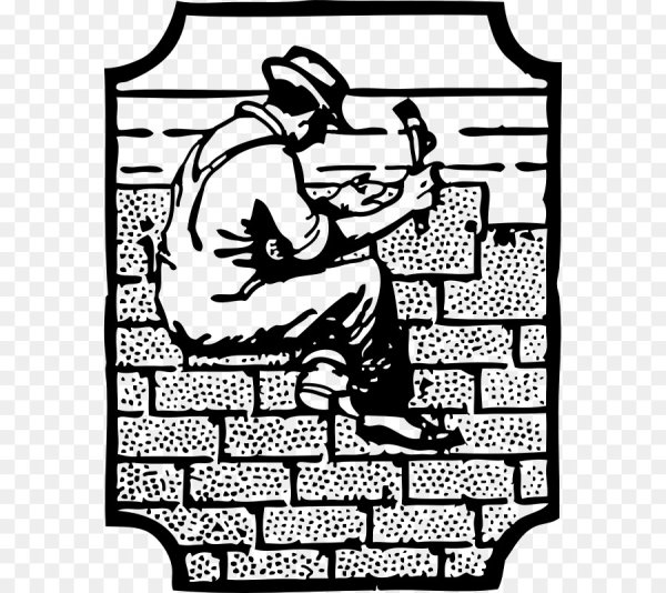 Строитель кладет кирпич вектор