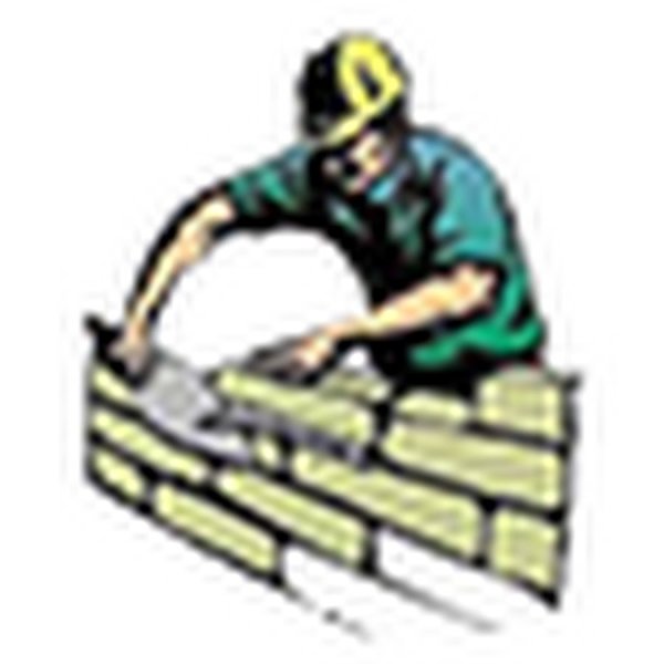 Каменщик на белом фоне