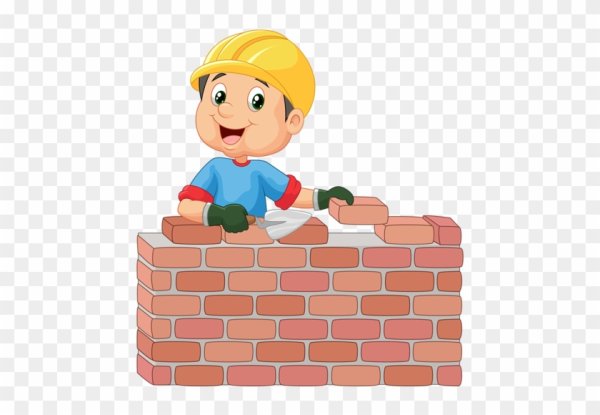 Каменщик на белом фоне