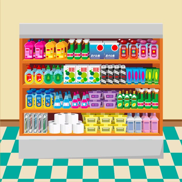 Полки магазина для детей