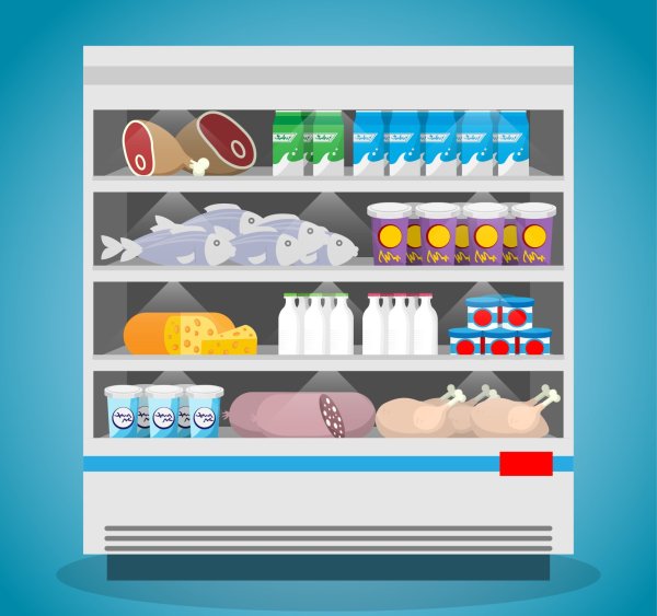 Витрина с продуктами вектор