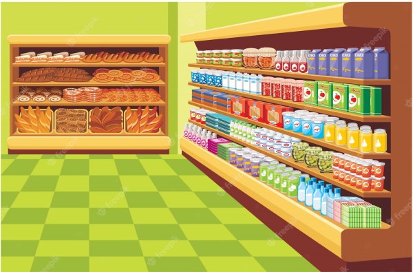 Прилавок с продуктами для детей