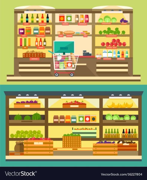 Полки с продуктами для детей