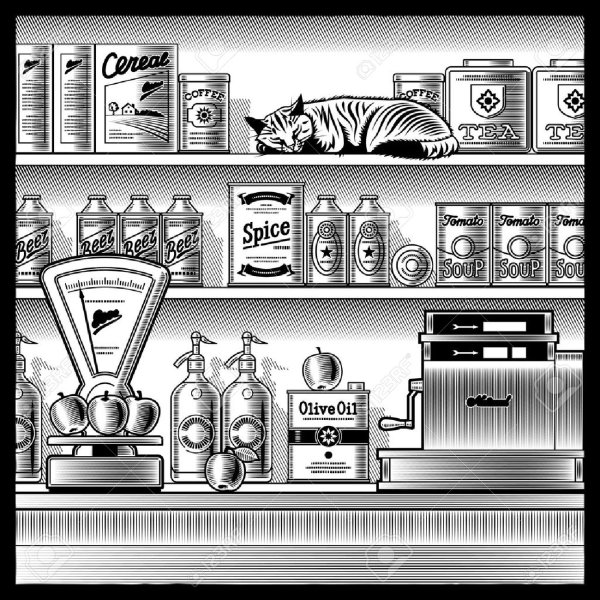 Черно белая витрина магазина