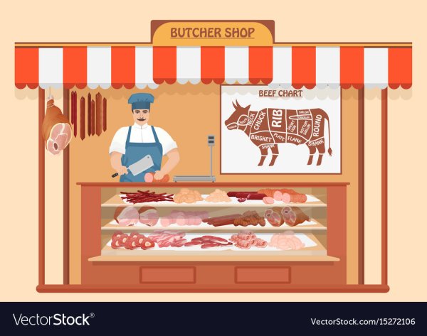 Мясной магазин иллюстрация