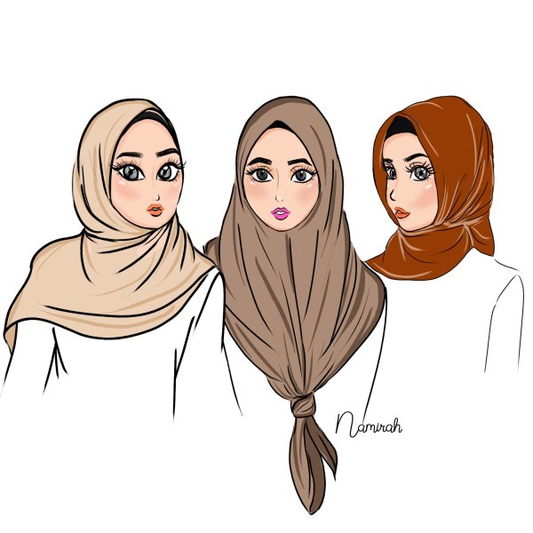 Подруги в хиджабе рисунки