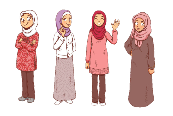 Дети в хиджабах в векторе