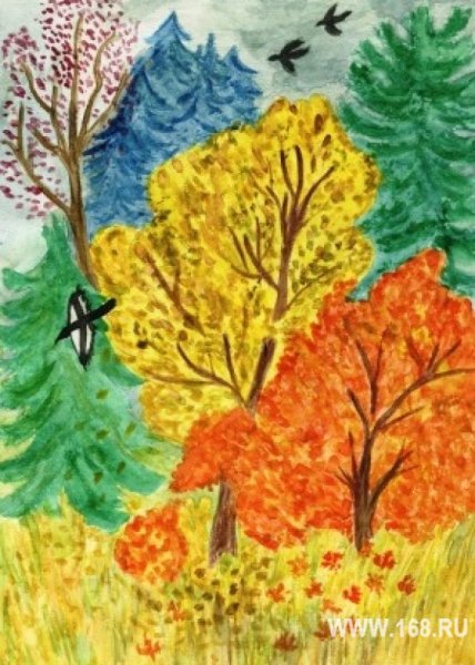 Осенний лес рисунок для детей
