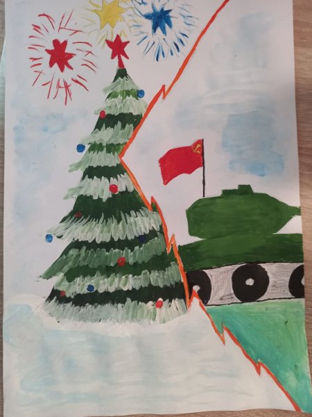 Рисунок на тему елка Победы