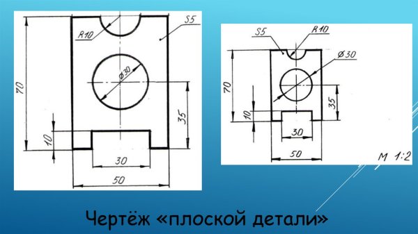 Нанесение размеров на чертежах плоских деталей