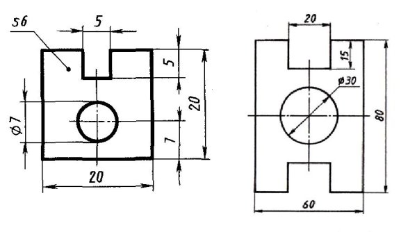 Чертёж симметричной плоской детали