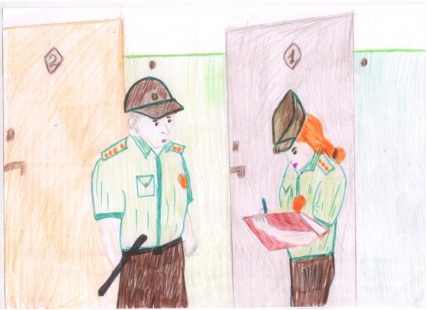 Детский рисунок судебных приставов