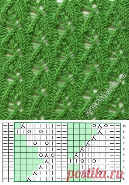 Ажурные узоры спицами схемы листочки