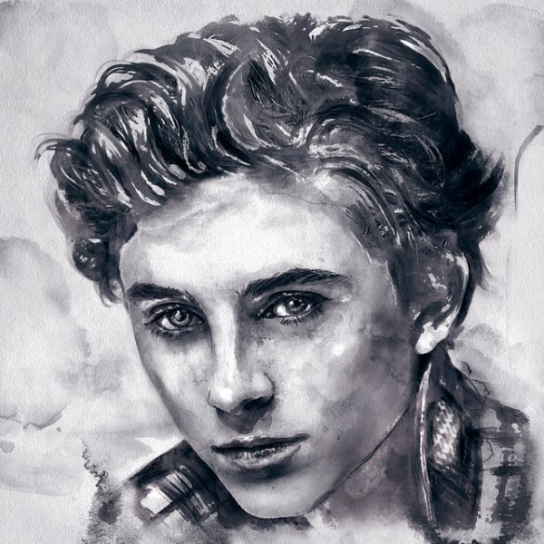 Тимоти Шаламе арт акварелью