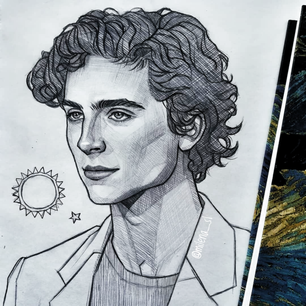 Тимоти Шаламе арт акварелью