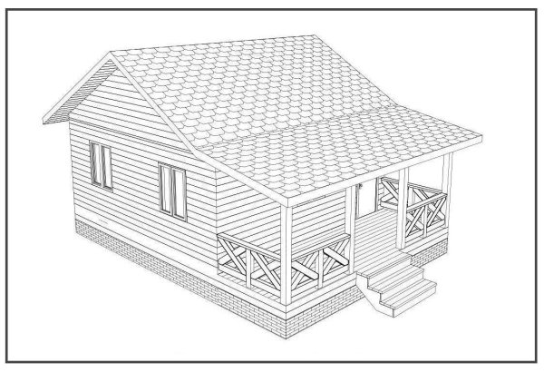 Одноэтажный дом 6х6 с террасой 2х6