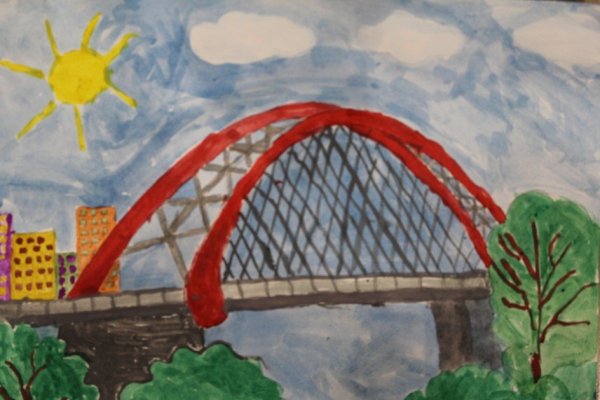 Бугринский мост Новосибирск рисунок детский