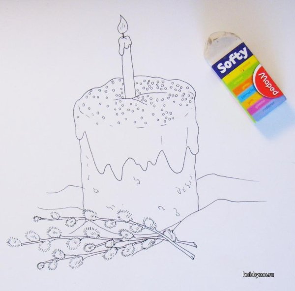 Пасхальный кулич рисование