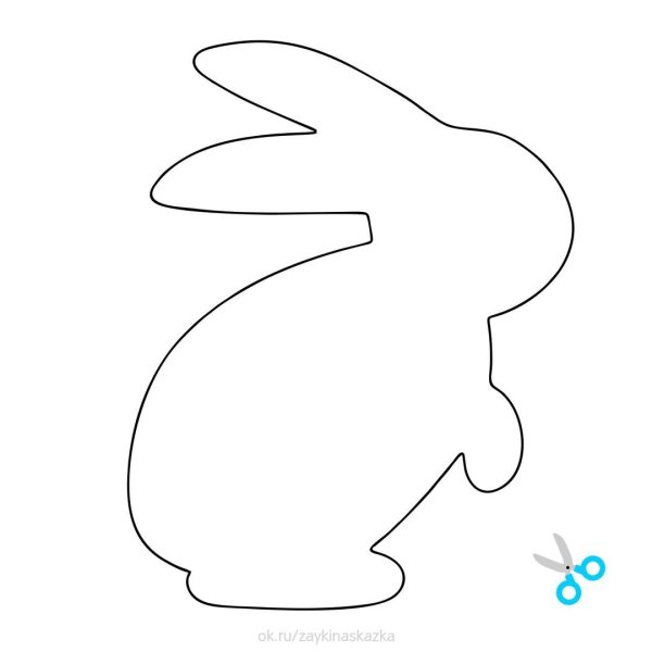 Заяц сбоку контур