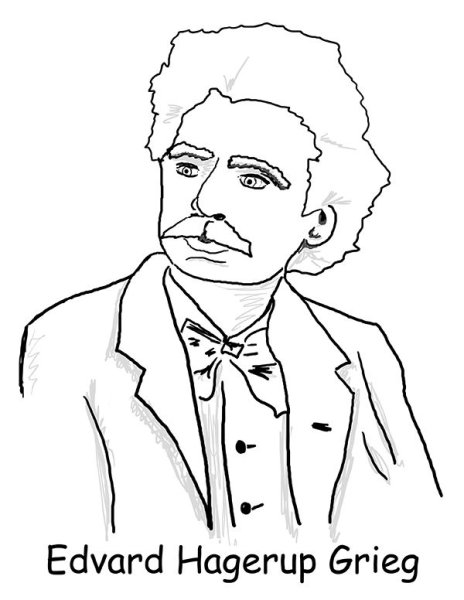 Эдвард Григ рисунок портрет