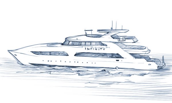 Яхта рисунок карандашом
